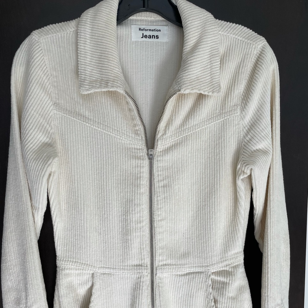 Reformation Carolina Ivory Corduroy jumpsuit